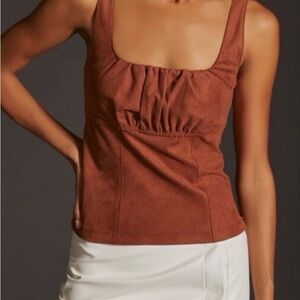 Pilcro Rust Suede Tank Top